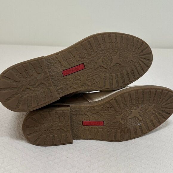 PIKOLINOS Two-Tone Leather & Canvas Lace-Up Boots | Tan & Cream | Women’s Size - Picture 4 of 11